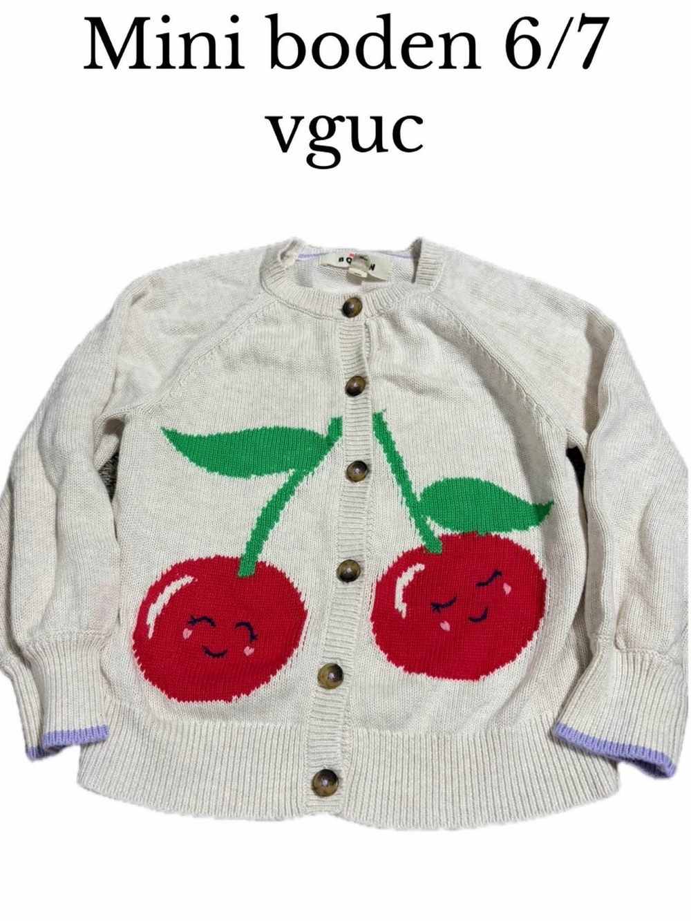 Mini boden cherry sweater cardigan